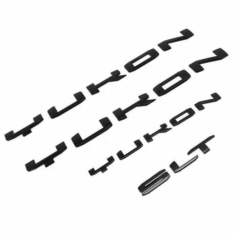 Door Tailgate Emblems 3D Letter Badge Replacement for 19-25 GMC Yukon Denali SLT 84831809 Gloss Black Set of 4pack