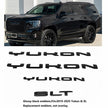 Door Tailgate Emblems 3D Letter Badge Replacement for 19-25 GMC Yukon Denali SLT 84831809 Gloss Black Set of 4pack