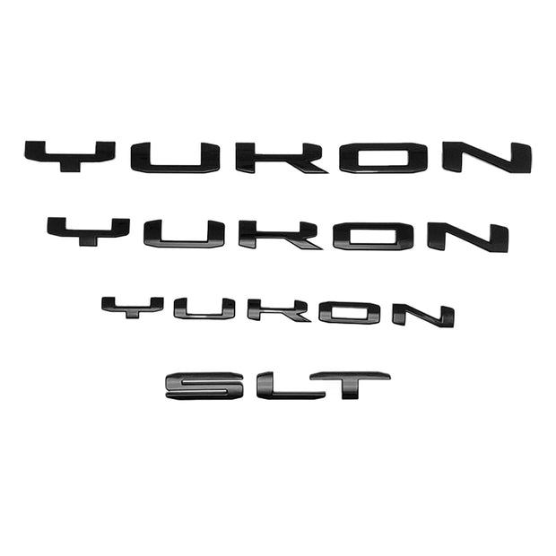 Emblem Kit for 2019-2024 GMC Yukon AT4 SLT Grille Tailgate Replacement  (Chrome / Gloss Black) 4pack / 6pack