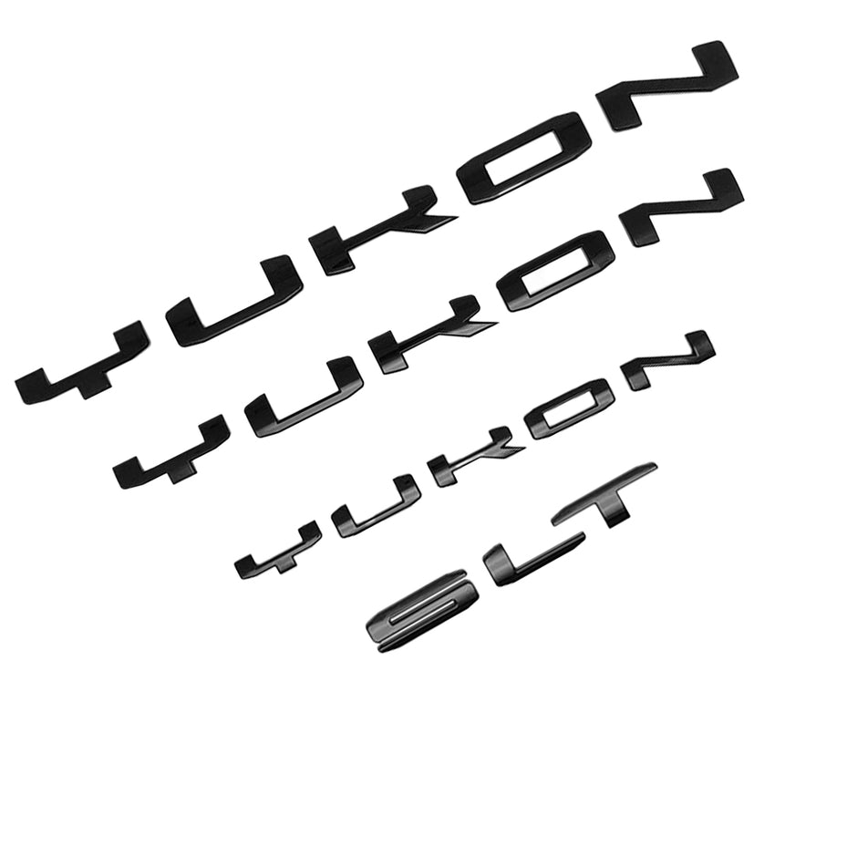 Emblem Kit for 2019-2024 GMC Yukon AT4 SLT Grille Tailgate Replacement  (Chrome / Gloss Black) 4pack / 6pack