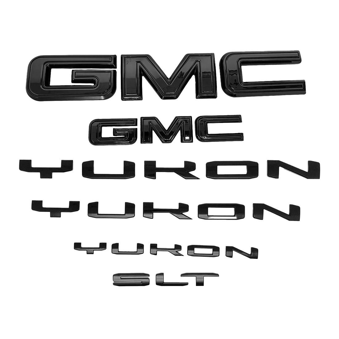 Emblem Kit for 2019-2024 GMC Yukon AT4 SLT Grille Tailgate Replacement  (Chrome / Gloss Black) 4pack / 6pack