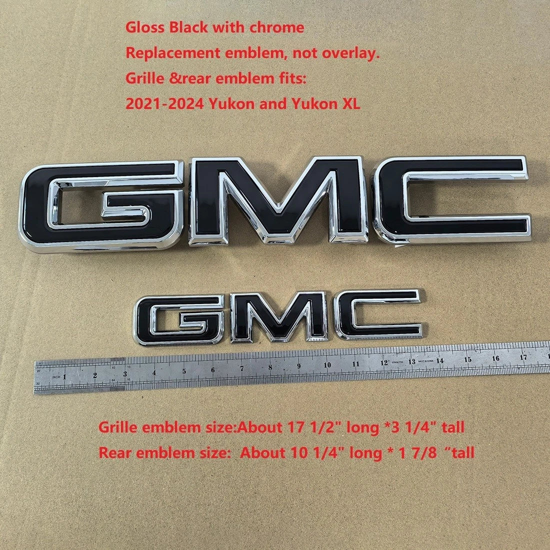 Emblem Kit for 2021-2024 GMC Yukon SLT Grille Rear and Lettering Badges