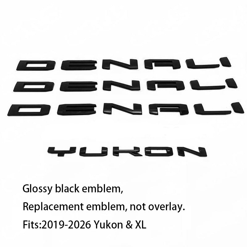 Full Emblem Kit for 2025–2026 GMC Yukon Denali | Denali Ultimate (Gloss Black / Chrome Black) 4-Pack/6-Pack
