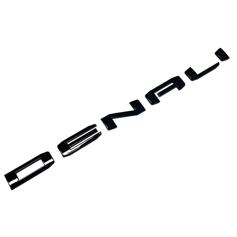 Custom Three Denali plus Tailgate Yukon 3D Letter Badge Replacement for 19-25 GMC Yukon Denali 84828685 Gloss Black Set of 4pack