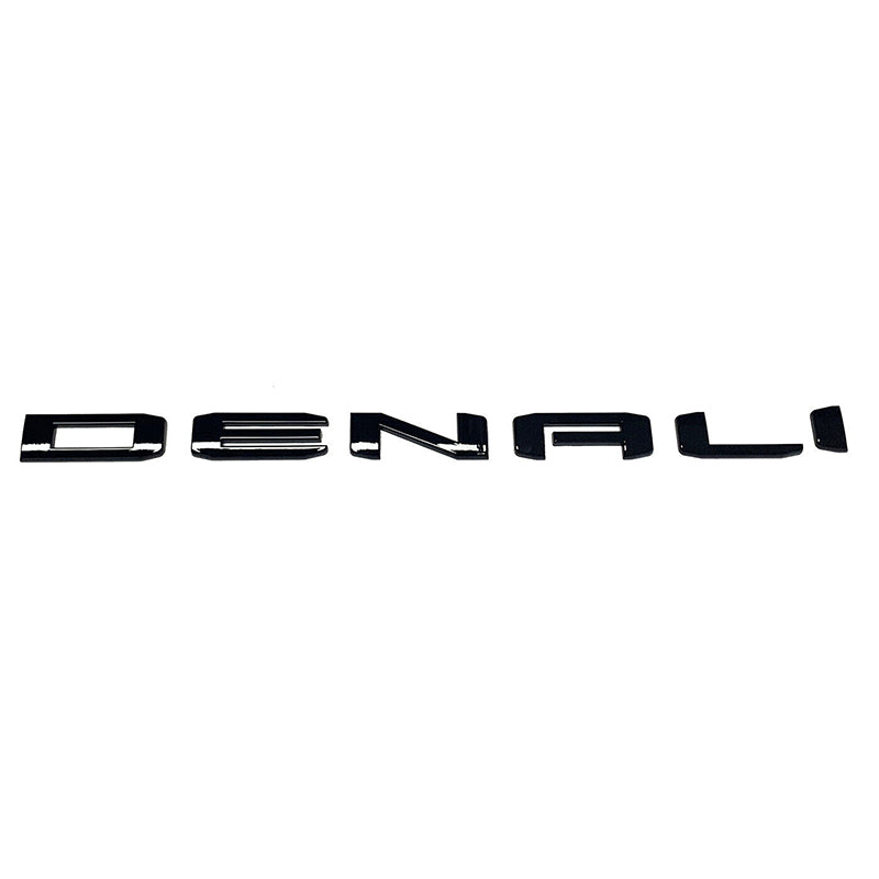 Custom Three Denali plus Tailgate Yukon 3D Letter Badge Replacement for 19-25 GMC Yukon Denali 84828685 Gloss Black Set of 4pack