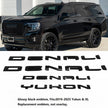 Custom Two Denali plus Tailgate Denali Yukon Emblem Replacement for 19-25 GMC Yukon Denali 84828685 Gloss Black Set of 4pack