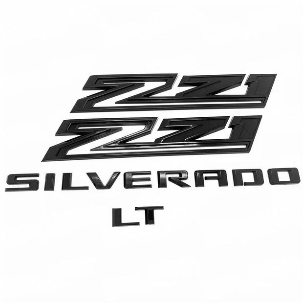 Front Grille Bowtie Z71 LT Emblems 3D Badges for for 2022-2025 Chevrolet Silverado 1500 (Chrome / Gloss Black) 5pack