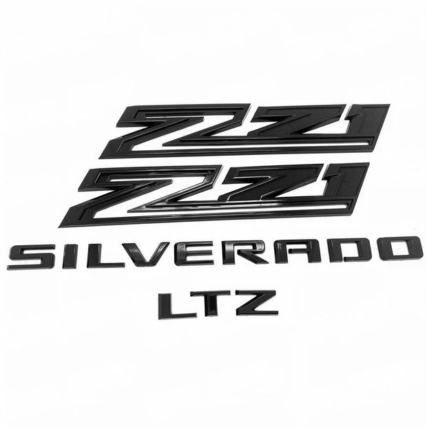 Custom Chevrolet Front Grille Bowtie Z71 LTZ Emblems Badge Replacement for Silverado 1500 (Chrome / Gloss Black) 5pack