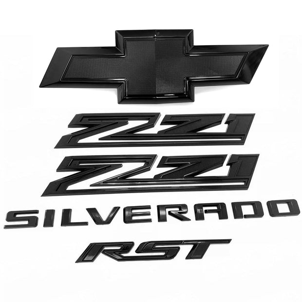 3D Badge Grille Bowtie RST Z71 Emblem for 2022-26 Chevrolet Silverado 1500 (Chrome / Gloss Black) 5pack