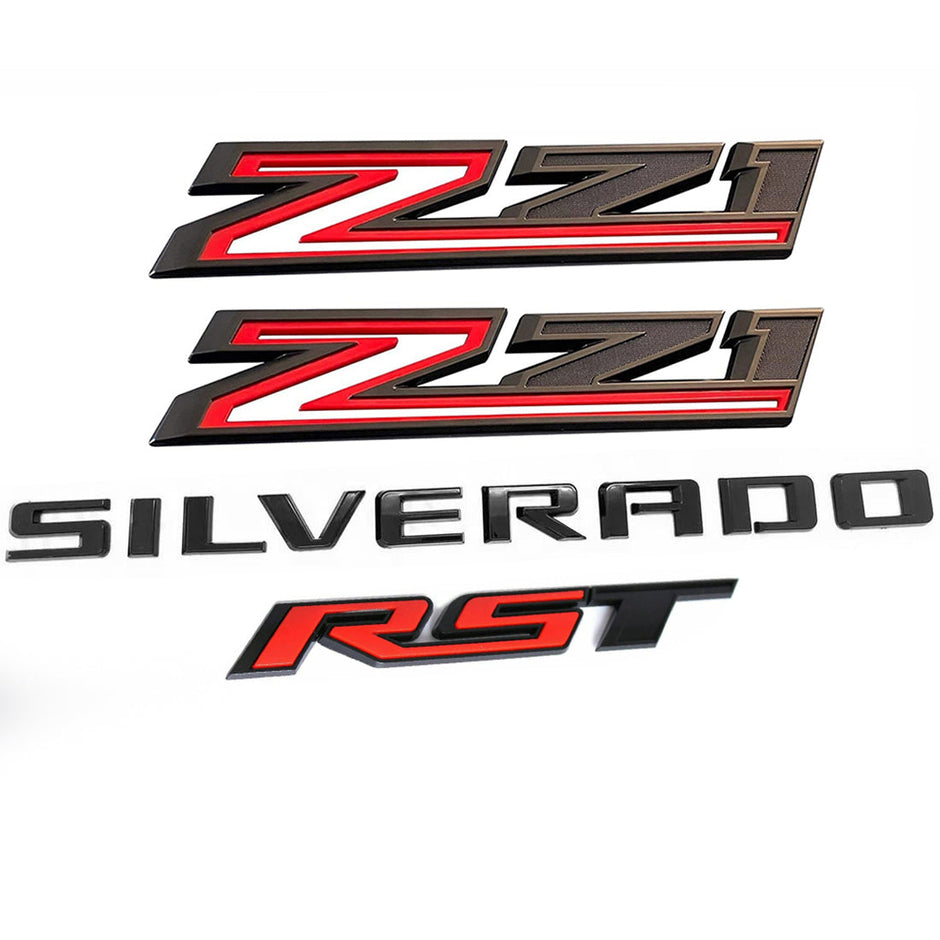 3D Badge Grille Bowtie RST Z71 Emblem for 2022-26 Chevrolet Silverado 1500 (Chrome / Gloss Black) 5pack