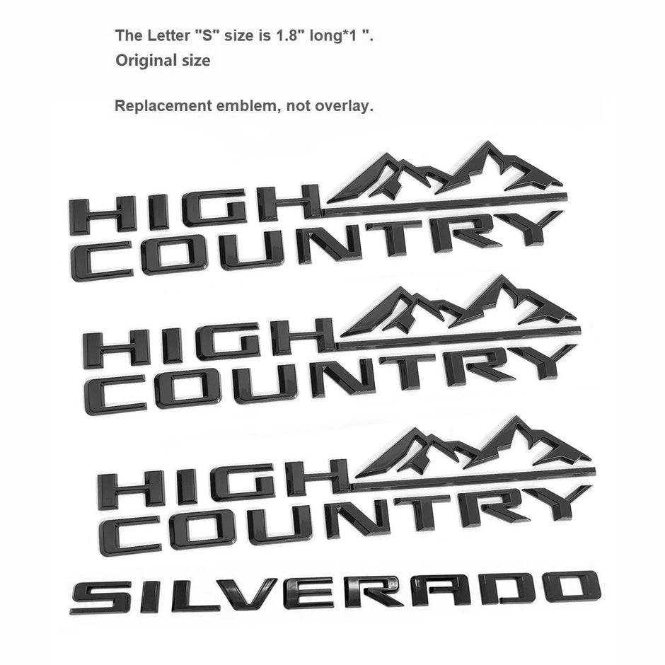 Front Grille Bowtie High Country Emblems for 2022-2025 Chevrolet Silverado 1500 (Chrome / Gloss Black) 5pack