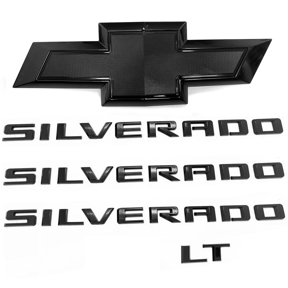 Replacement Kit for 2023+ Chevy Silverado 1500 LT Grille Bowtie Emblems (Chrome / Gloss Black) 4pack / 5pack