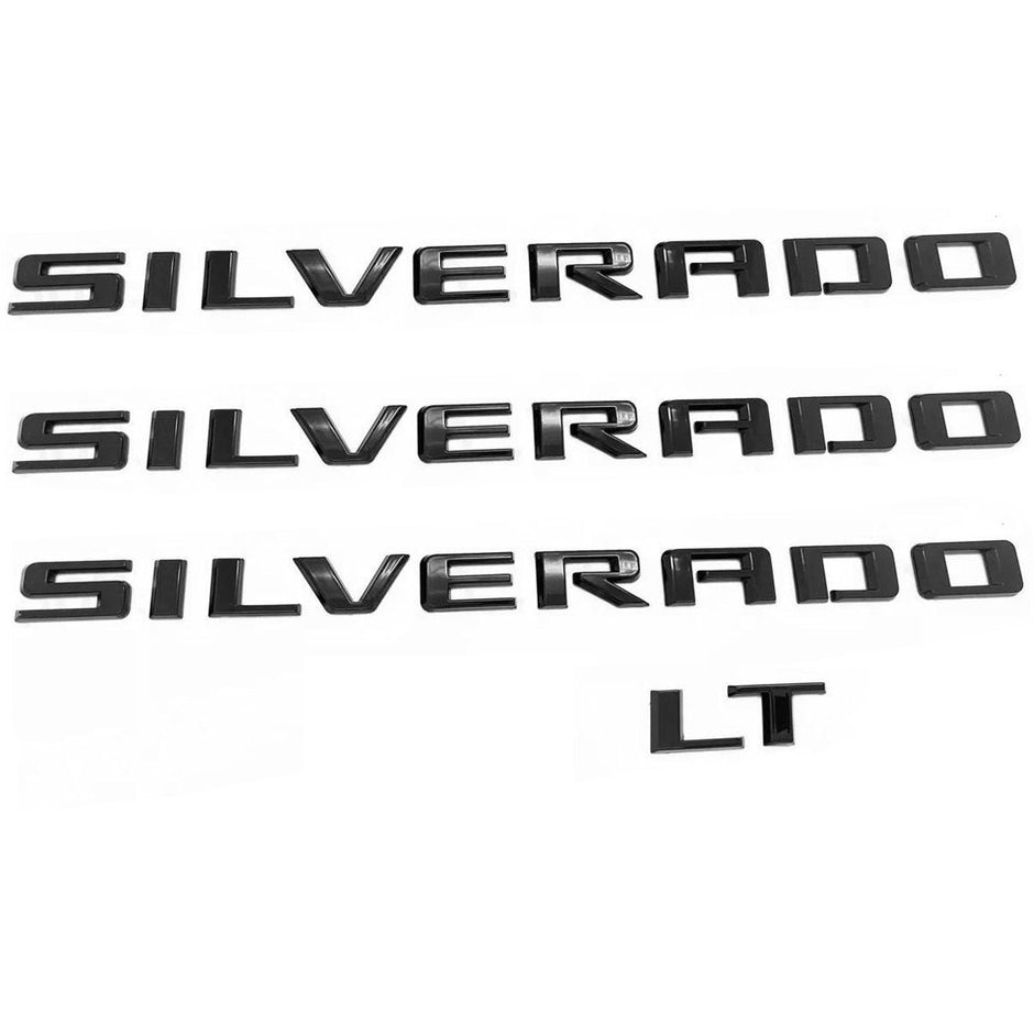 Front Grille Bowtie LT 3D Emblem Replacement for 2022-2025 Silverado 1500 (Chrome / Gloss Black) 5pack