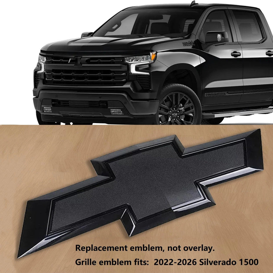 Replacement Kit for 2022+ Chevy Silverado 1500 LTZ Grille Bowtie Emblem (Chrome / Gloss Black) 5pack