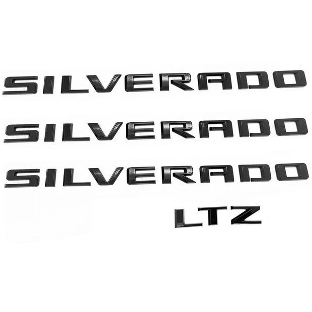 Grille Bowtie LTZ 3D Emblem Replacement for 2022-2025 Chevrolet Silverado 1500 (Chrome / Gloss Black) 5pack