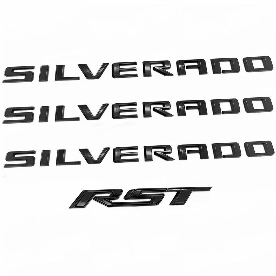 Custom Chevrolet Emblems Grille Bowtie RST 3D Badge Replacement for 2022-2025 Silverado 1500 (Chrome / Gloss Black) 5pack