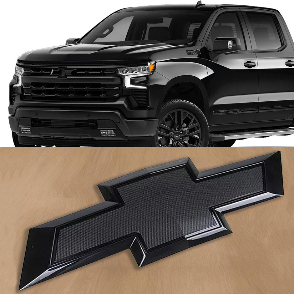 Front Grille Bowtie Emblem for 2022-2026 Chevrolet Silverado 1500 (Chrome / Gloss Black) 1pack