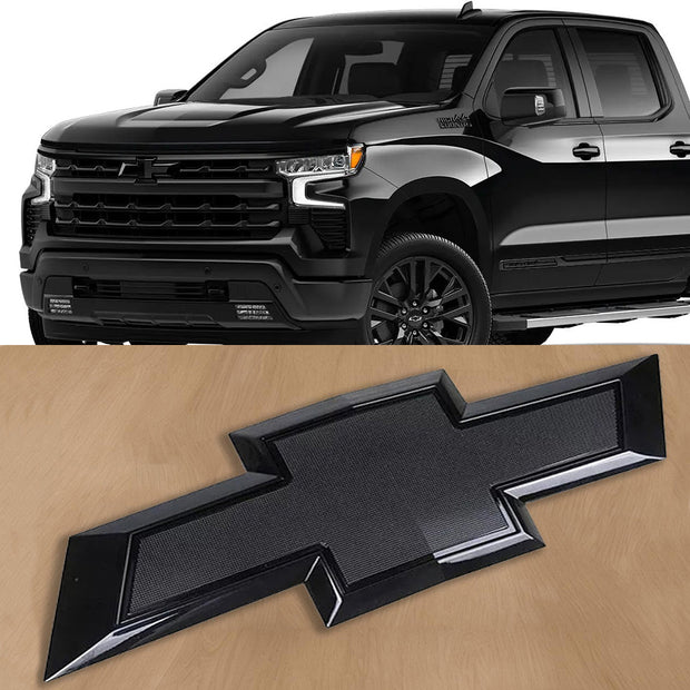 Front Grille Bowtie Emblem for 2022-2026 Chevrolet Silverado 1500 (Chrome / Gloss Black) 1pack