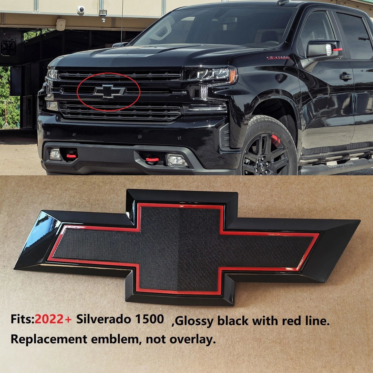 Front Grille Bowtie Emblem for 2023-2026 Chevrolet Silverado 1500