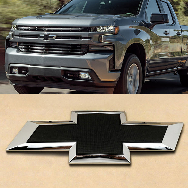 Front Grille Bowtie Emblem for 2022-2026 Chevrolet Silverado 1500 (Chrome / Gloss Black) 1pack