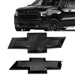 Front Grille Rear Tailgate Bowtie Emblem Replacement for 2022-2025 Chevrolet Silverado 1500 (Chrome / Gloss Black) 2pack