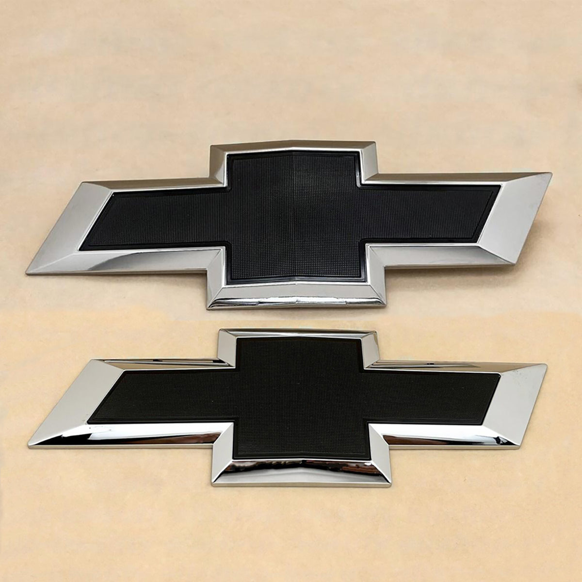 Front Grille Rear Tailgate Bowtie Emblem Replacement for 2022-2025 Chevrolet Silverado 1500 (Chrome / Gloss Black) 2pack