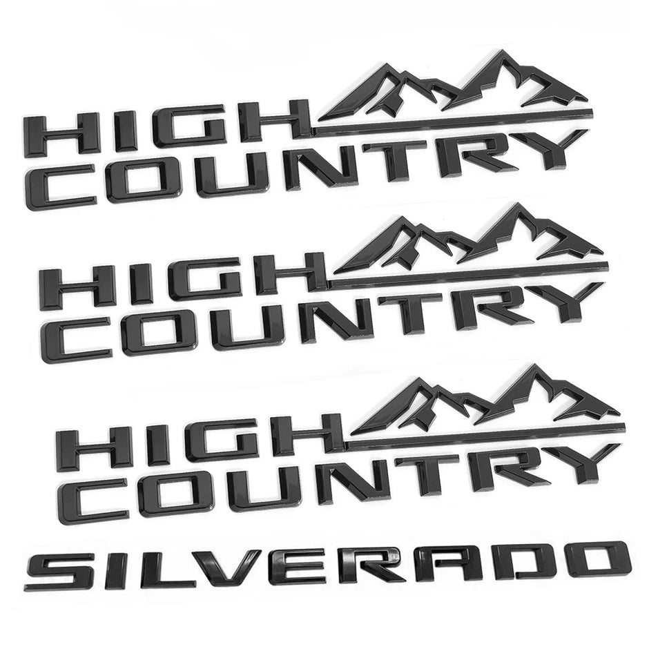 Emblem Kit for 2020+ Chevy Silverado 2500HD High Country Grille Bowtie Gloss Black 7-pack