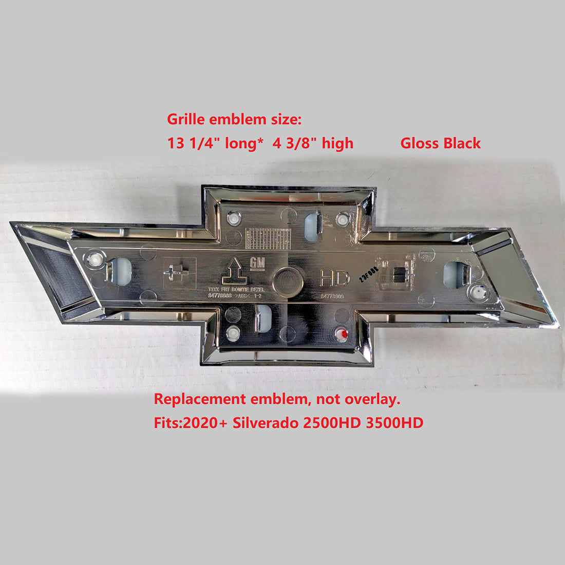 Grille & Tailgate Bowtie Emblems for 2020-2026 Silverado 2500HD 3500HD (Chrome / Gloss Black) 2-pack