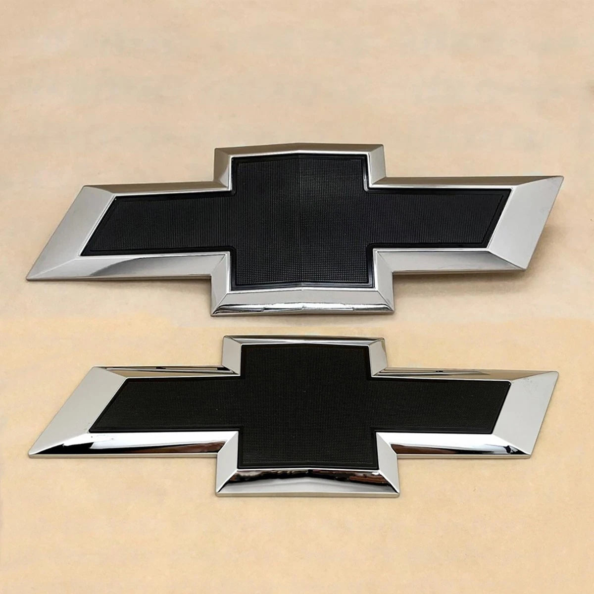 Grille & Tailgate Bowtie Emblem for 2020-2026 Silverado 2500HD 3500HD (Chrome / Gloss Black) 2-pack