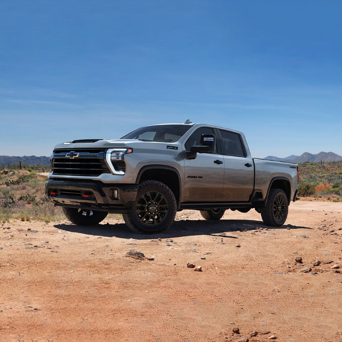 Grille & Tailgate Bowtie Emblem for 2020-2026 Silverado 2500HD 3500HD (Chrome / Gloss Black) 2-pack
