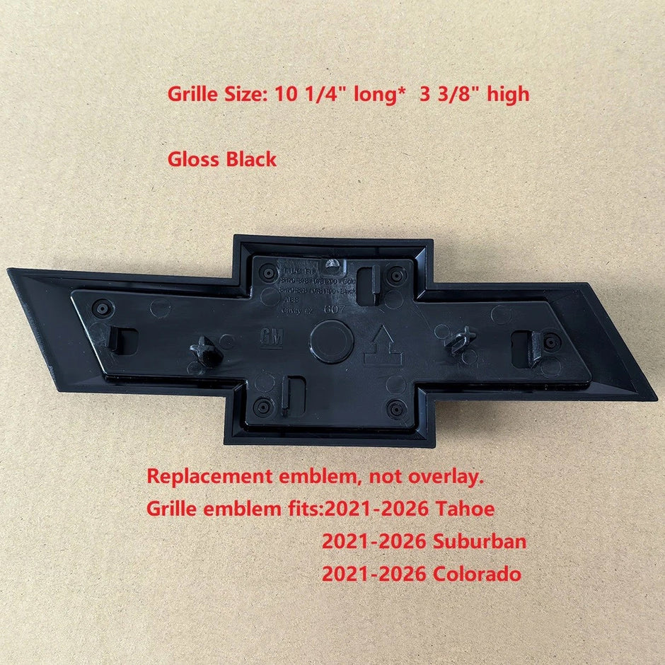 Grille Badge Bowtie Emblem for 2021-2026 Tahoe Suburban Colorado (Chrome / Gloss Black) 1-pack