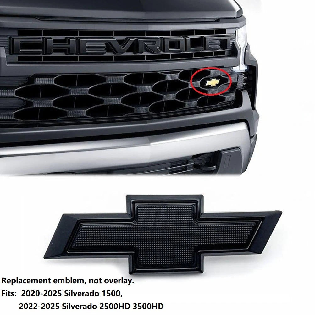 Mini / Small Lower Grille Bowtie Emblem for 2020+ Chevy Silverado 1500 Chrome / Gloss Black