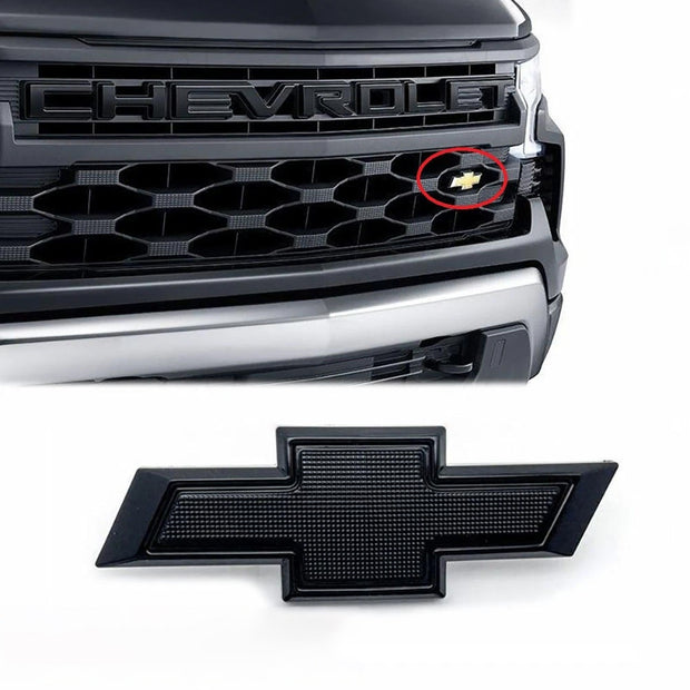 2020-2025 Grille Bowtie Emblem Replacement for Chevrolet Silverado 1500 (Chrome / Gloss Black) 1-pack