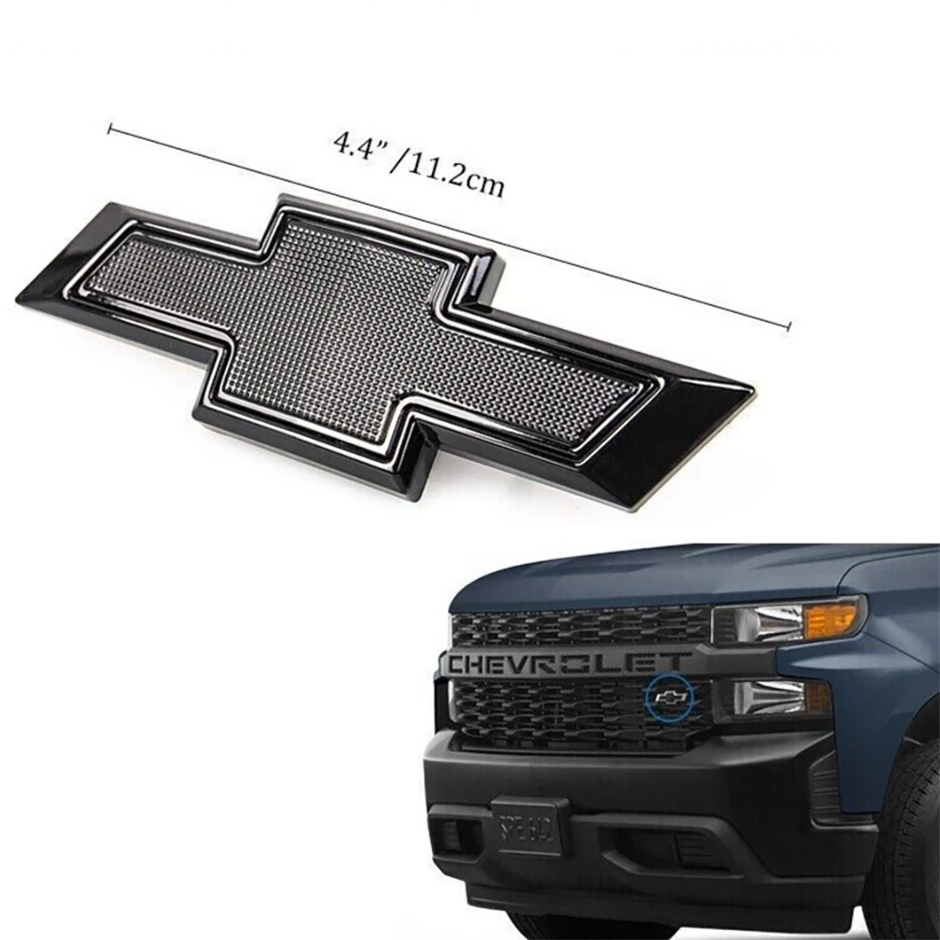 2020-2025 Grille Bowtie Emblem Replacement for Chevrolet Silverado 1500 (Chrome / Gloss Black) 1-pack