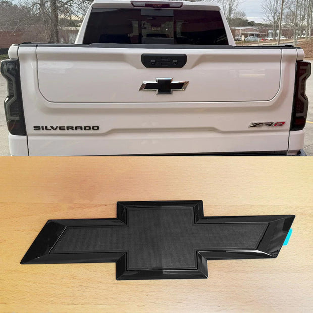 Tailgate Rear Bowtie Emblem for 2019-2026 Silverado 1500 2500HD 3500HD (Chrome / Gloss Black) 1pack