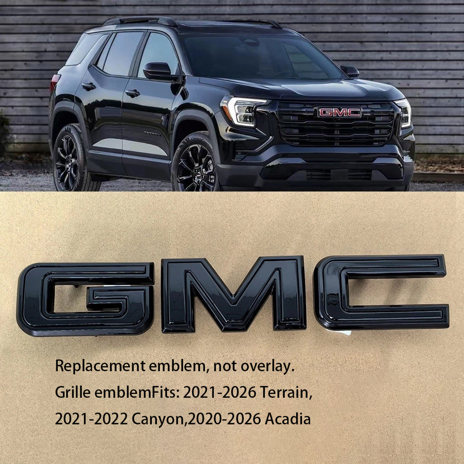 Front Grille GMC Emblem for 2021–2026 Terrain Acadia 2021–2022 Canyon (Chrome / Gloss Black) 1-pack