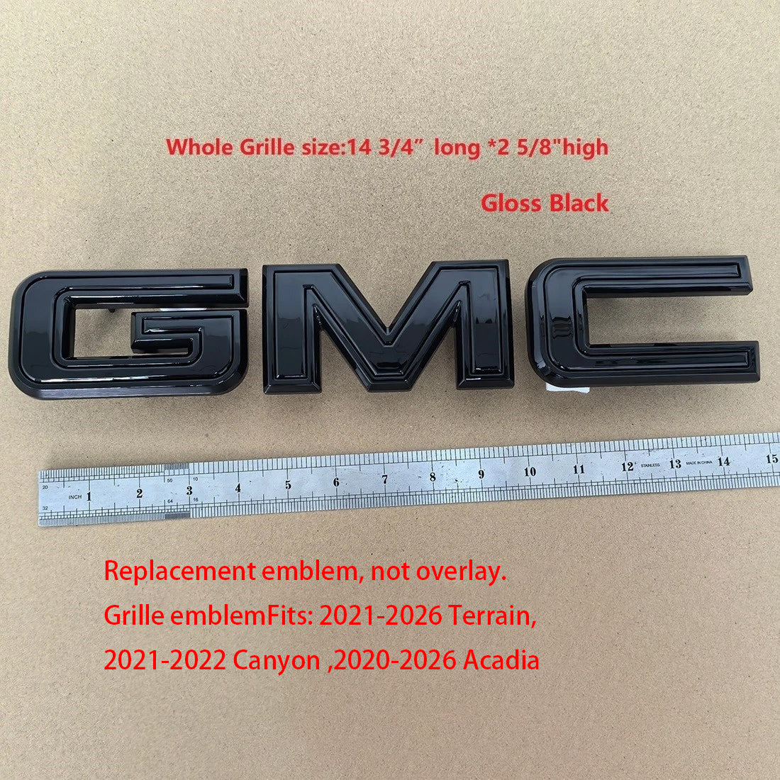 Front Grille GMC Emblem for 2021–2026 Terrain Acadia 2021–2022 Canyon (Chrome / Gloss Black) 1-pack