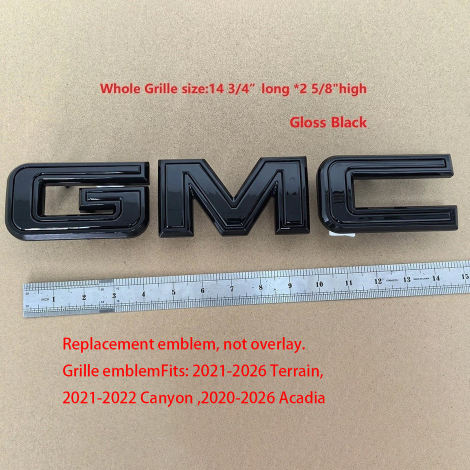 Front Grille GMC Emblem for 2021–2026 Terrain Acadia 2021–2022 Canyon (Chrome / Gloss Black) 1-pack