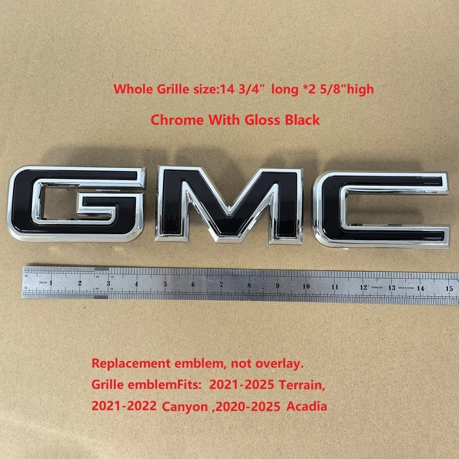 Grille Emblem for GMC 2021-2026 Terrain Acadia 2021-2022 Canyon (Chrome / Gloss Black) 1-pack