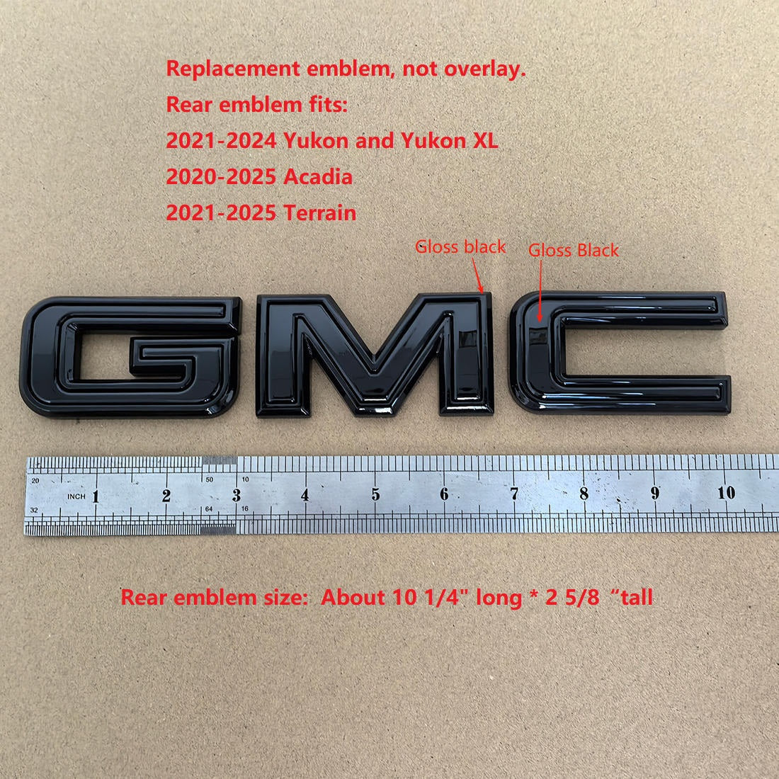Tailgate GMC Emblem Badge for 2021–2024 Yukon(XL) 2020+ Acadia Terrain (Chrome / Matte / Gloss Black) 1-pack
