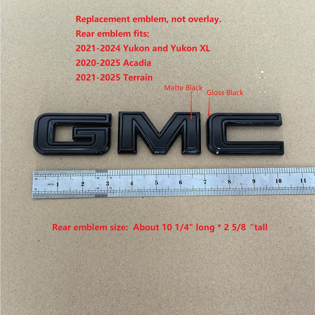 Tailgate GMC Emblem Badge for 2021–2024 Yukon(XL) 2020+ Acadia Terrain (Chrome / Matte / Gloss Black) 1-pack