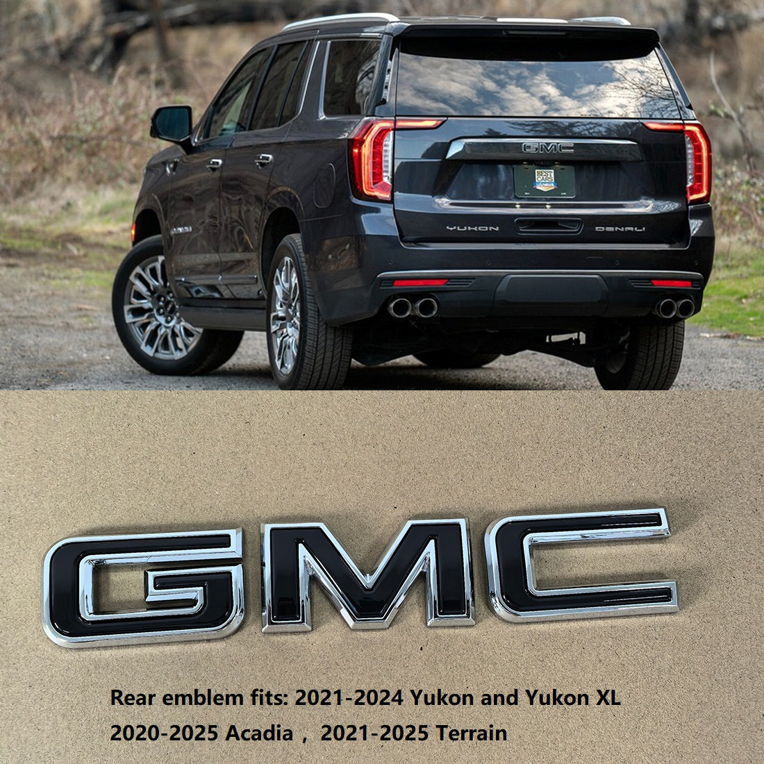 Tailgate Rear Emblems for 2021-24 Yukon (XL) 20-25 Acadia 21-25 Terrain (Chrome / Matte / Gloss Black) 1-pack