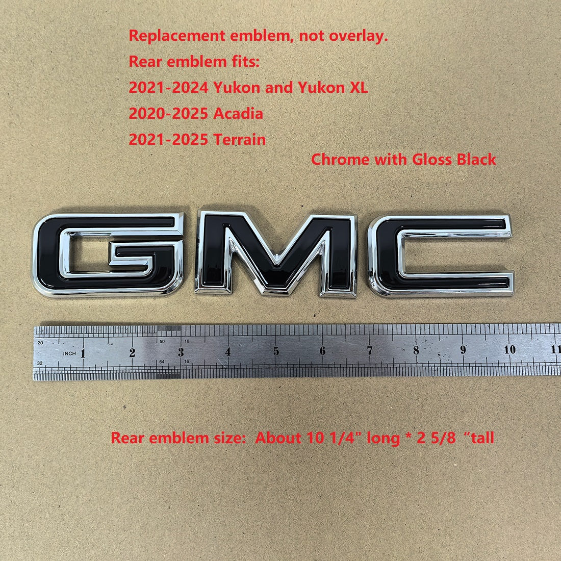 Tailgate GMC Emblem Badge for 2021–2024 Yukon(XL) 2020+ Acadia Terrain (Chrome / Matte / Gloss Black) 1-pack