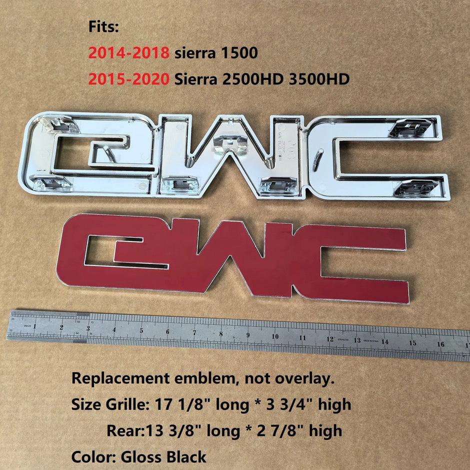 Front & Rear Emblem Set for 2014-2018 GMC Sierra 1500 2015‑2019 2500HD