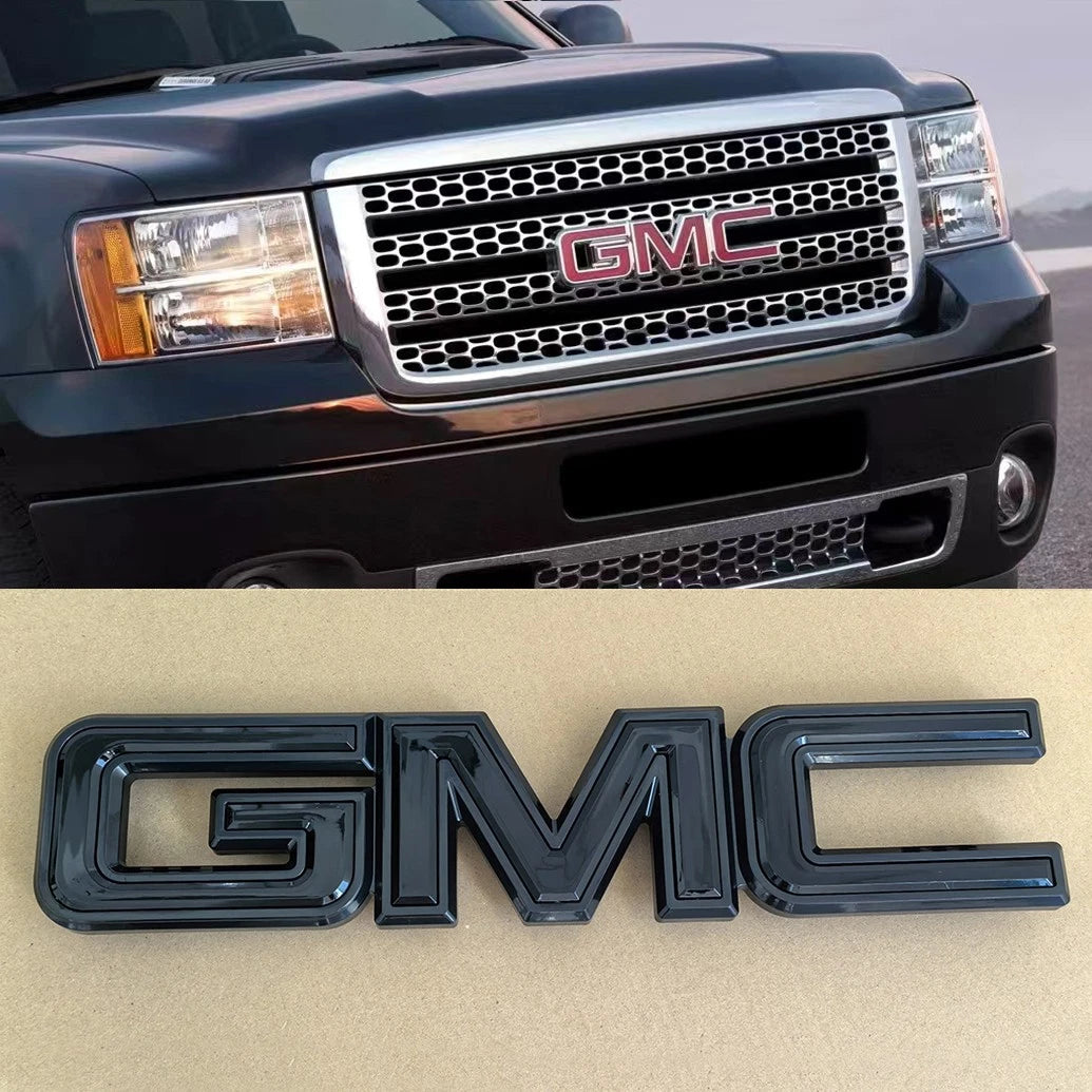 Front Grille GMC Emblem for 2007–2013 Sierra 1500 2500HD 3500HD Badge (Chrome / Gloss Black)