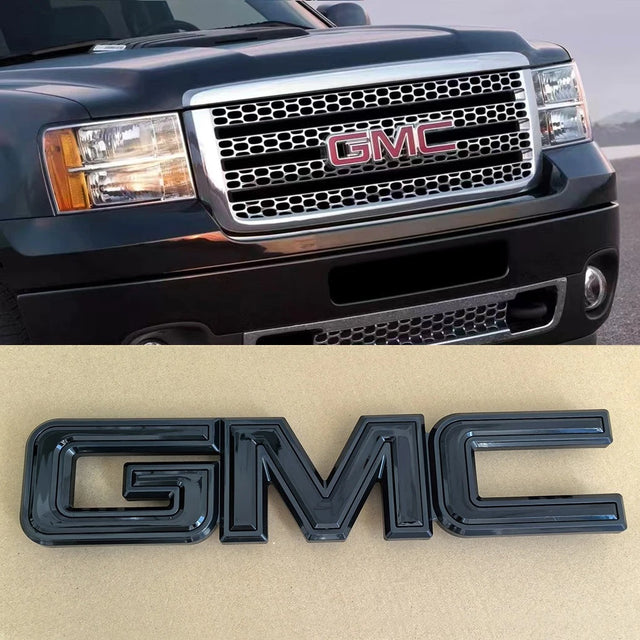 Grille Emblem for 2007-2013 Sierra 1500 2500HD 3500HD Front Badge 3D (Chrome / Gloss Black) 1-pack