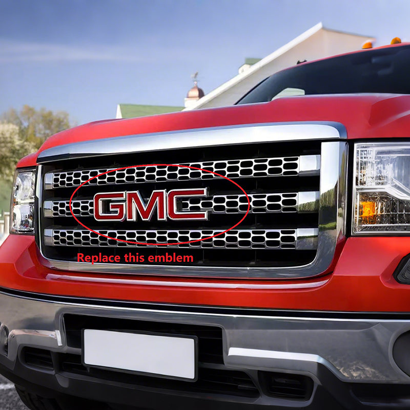 Front Grille GMC Emblem for 2007–2013 Sierra 1500 2500HD 3500HD Badge (Chrome / Gloss Black)