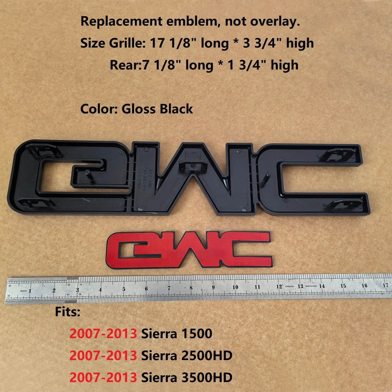 Grille & Tailgate Emblem Set for 2007–2013 GMC Sierra 1500 2500HD 3500HD