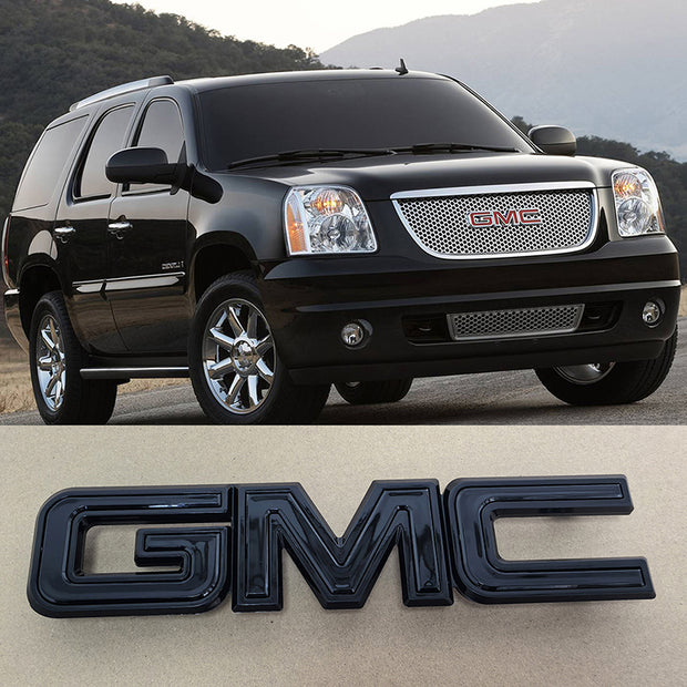 Big Front Grille Emblem 3D Plastic Badge Replacement for 2007-2014 GMC Yukon (XL) 2007-2016 Acadia 15126352 (Chrome / Gloss Black)1pack