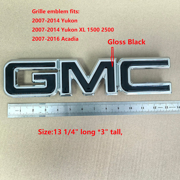 Grille Emblem 3D Plastic Badges for 2007-2014 GMC Yukon (XL) 07-16 Acadia (Chrome / Gloss Black) 1-pack